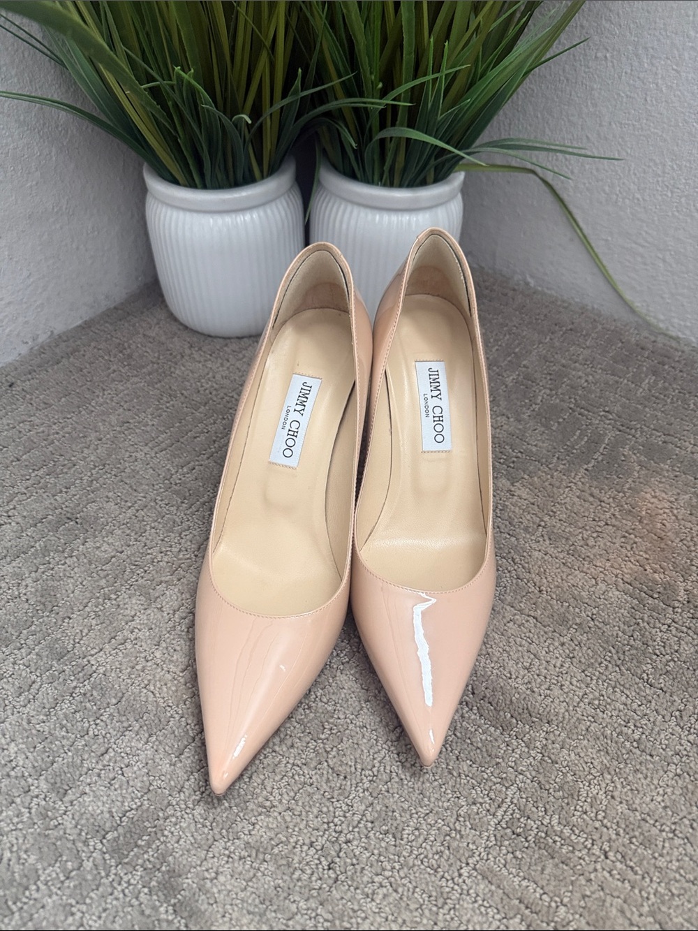 Jimmy Choo Blush Patent Leather Pointed-Toe Pumps